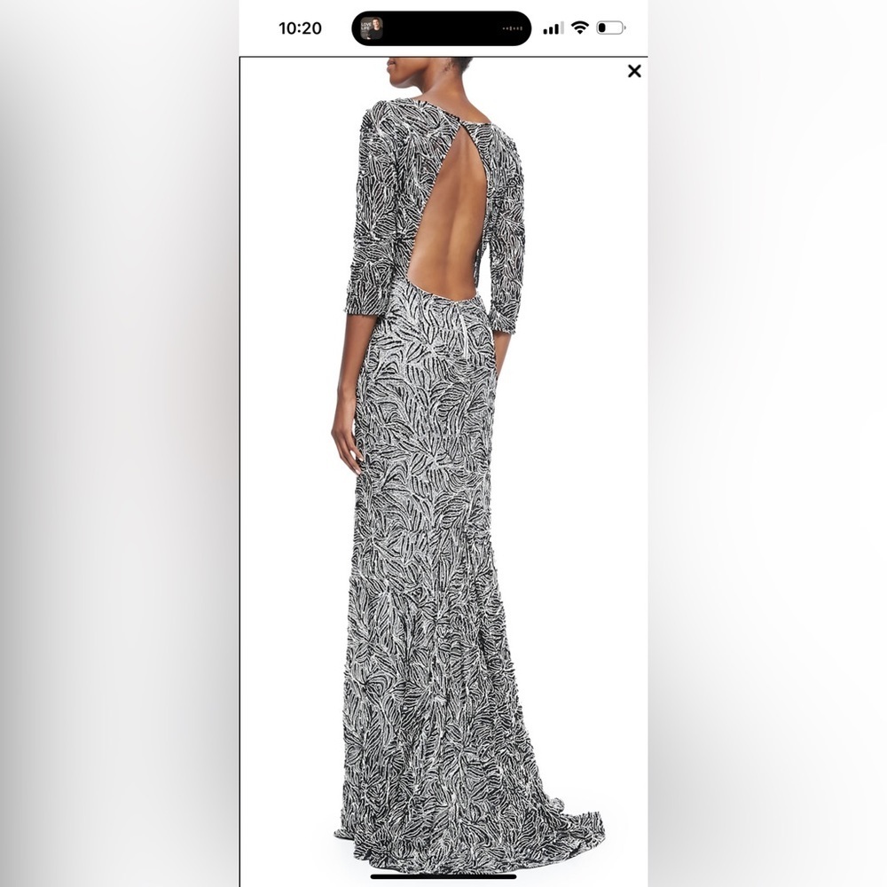 NWT $1187 Alice + Olivia Jae Embellished Open-Back Maxi Evening Beaded Gown 8